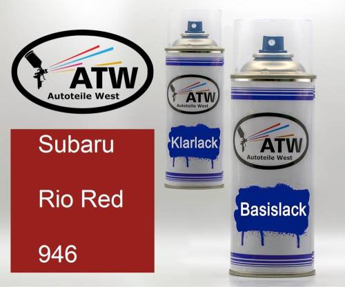 Subaru, Rio Red, 946: 400ml Sprühdose + 400ml Klarlack - Set, von ATW Autoteile West.